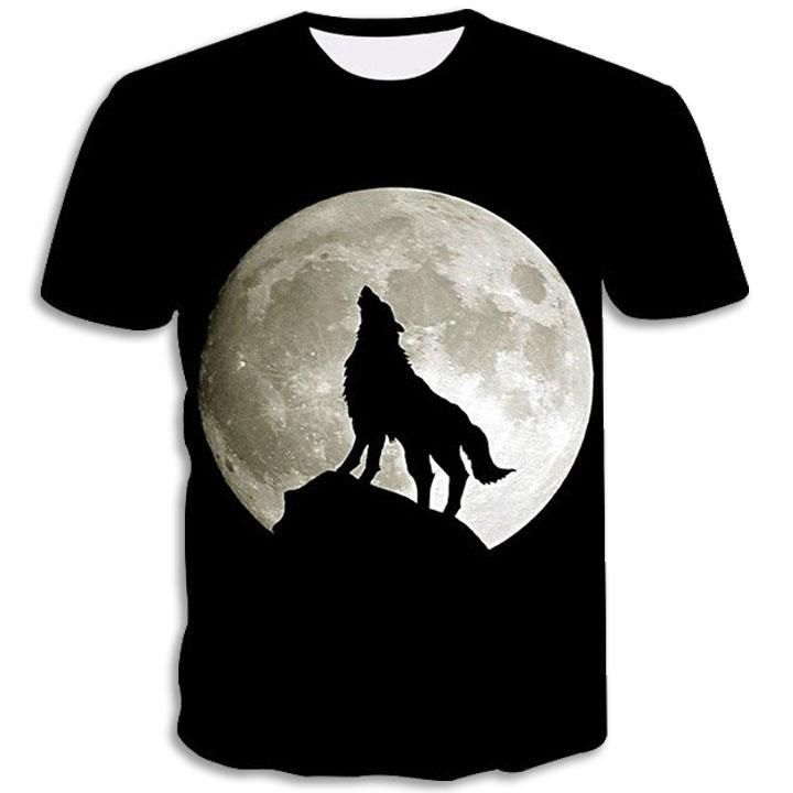T-shirt Loup Alaska – Noir – Graphique Faune Sauvage – Taille L – Neuf