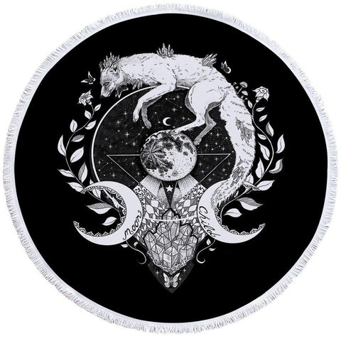 Serviette de Plage Ronde<br> Loup Rêveur