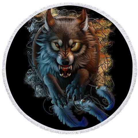 Serviette Ronde Loup Garou