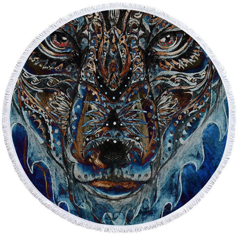 Serviette de Plage Ronde<br> Loup Jaguar