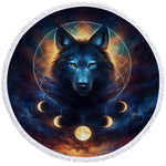 Serviette de Plage Ronde<br> Loup Lunaire