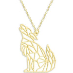 Pendentif Loup Origami Or