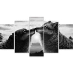 Tableau Loups Noirs 5 pièces