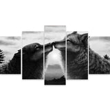 Tableau Loups Noirs 5 pièces